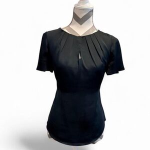 WHBM Navy Pleated Blouse